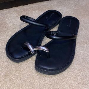 Black Sandals with Silver Accent